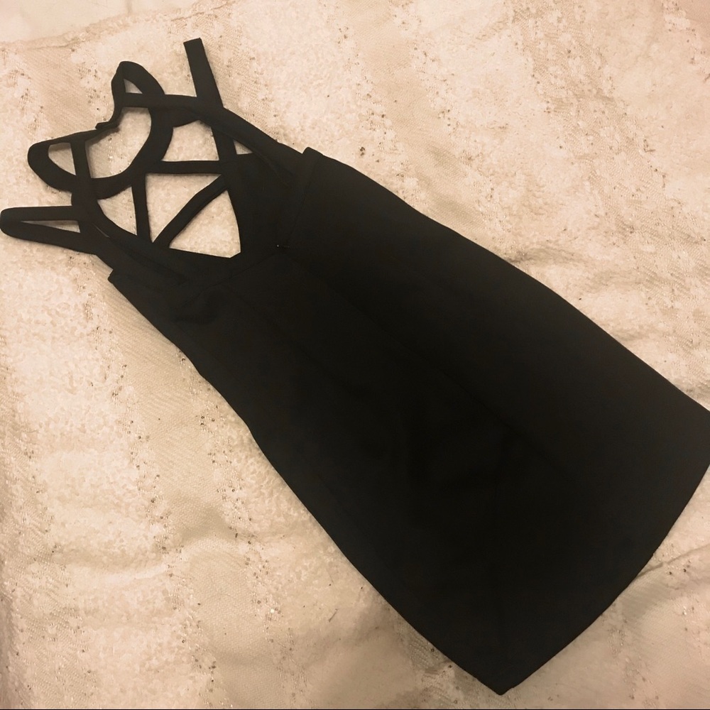 Women’s- Black, Strappy Mini Dress